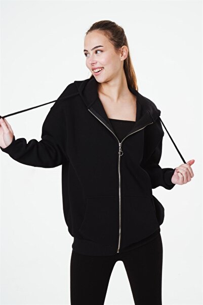 esmeral moda Kapşonlu Over Size Model 3 Iplik Penye Ceket