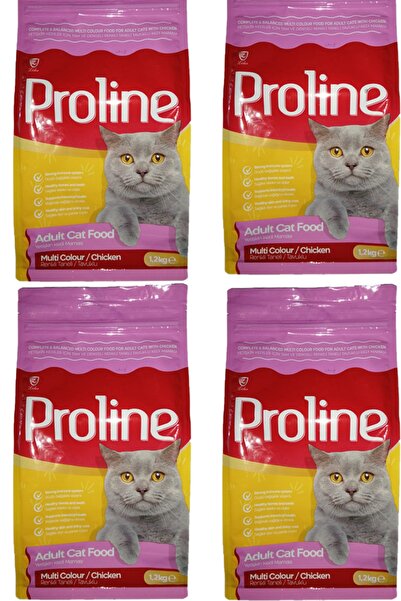 Pro Line Proline Multi Colour Renkli Taneli Tavuklu Yetişkin Kedi Maması 1200 Gr X 4 Adet