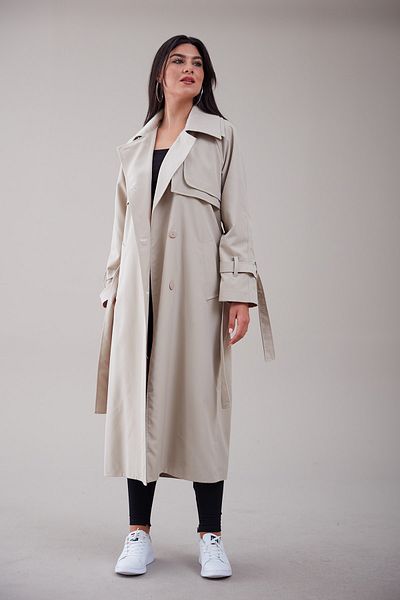 Heggo Cool Women's Beige Oversize Trench Coat