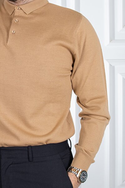 Sarar Polo Yaka Camel Triko Kazak