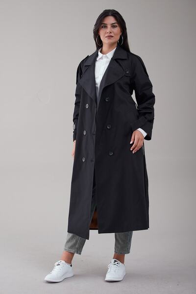 Heggo Елітний жіночий чорний тренчкот оверсайз