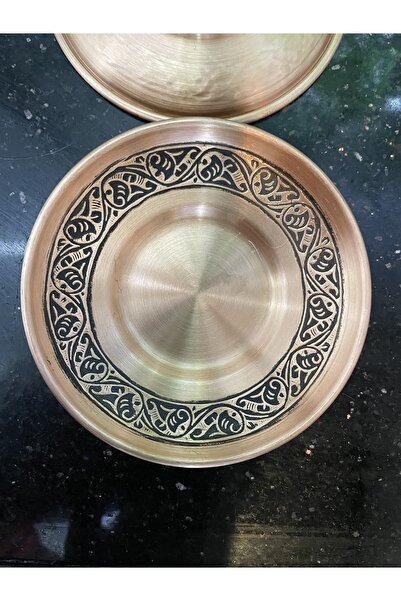 DMT COPPER HOME Gaziantep Copper Tea Plate Hand Embroidered 6 Pieces 1st Class Special Copper