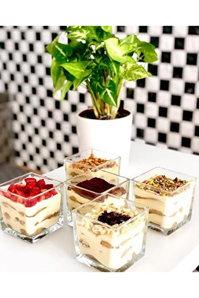 Hibana 6 Lı Cam Kare Cup Magnolia Tatlı Ve Dondurma Kasesi Sunum Kase Magnolya