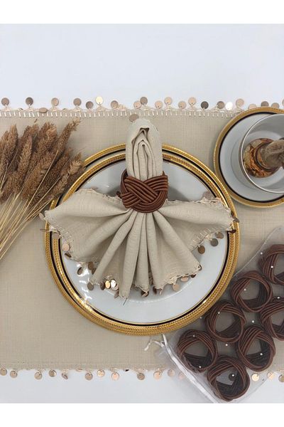 KATMERTEKS Twisted Tile Napkin Ring Ring - 10 Pieces