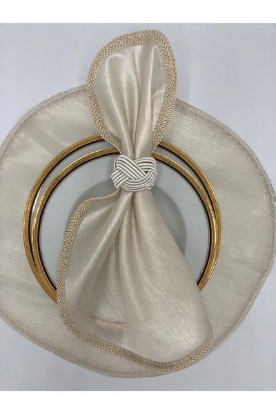 KATMERTEKS 10 Pieces Cream Napkin Ring Ring Twisted Model