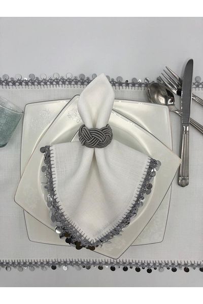 KATMERTEKS 12 Pieces Smoked Napkin Ring Ring Wicker Model