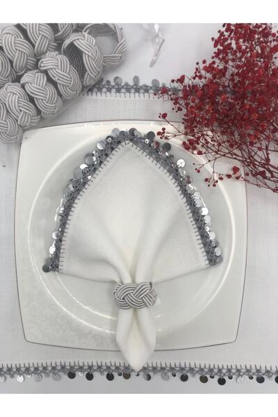 KATMERTEKS 12 Pieces Silver Napkin Ring Ring Wicker Model