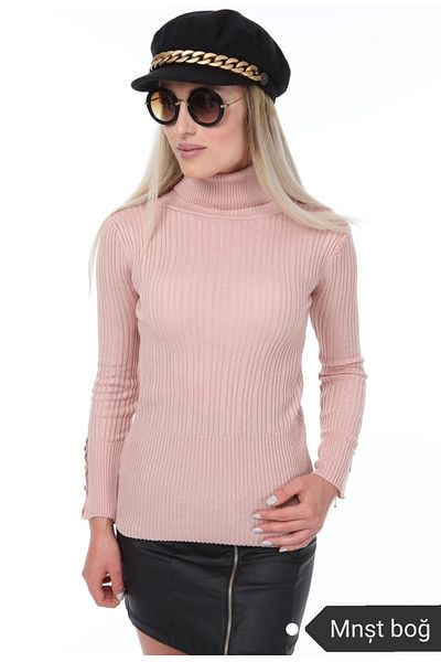 FATELLA Women's Thin Ribbed Long Sleeve Full Neck Fisherman Thin Knitwear Body Sweater