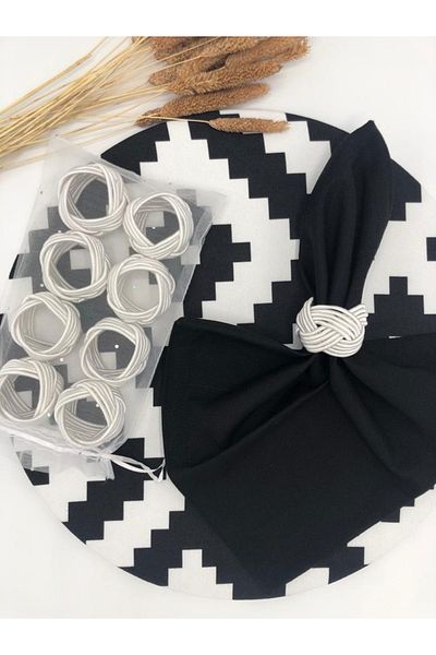 KATMERTEKS 12 Pieces Ecru Napkin Ring Ring Twisted Model