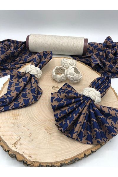 KATMERTEKS 12 Pieces Linen Ecru Napkin Ring Ring Wicker Model