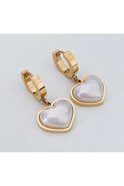 HOSBUTIK Gold Color Steel Heart Earrings