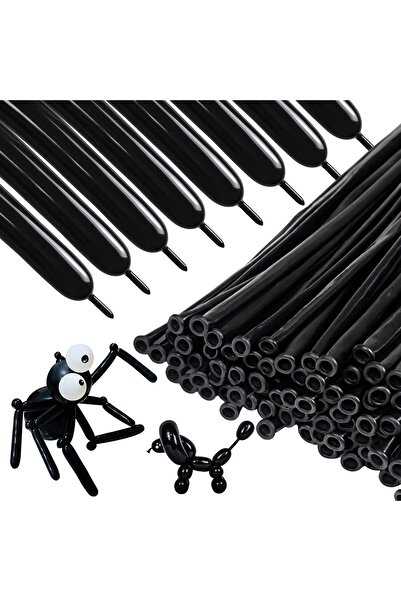 ELGALA Balon Sosis Balon Helyum Balon Palyaço Balonu 10 Adet Siyah Renk