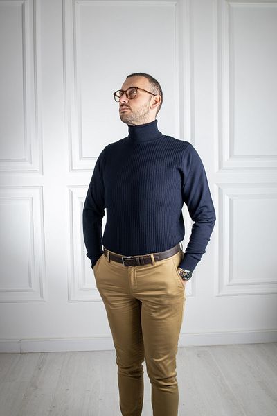 Sarar Pulover de tricotaj bleumarin cu gât întreg