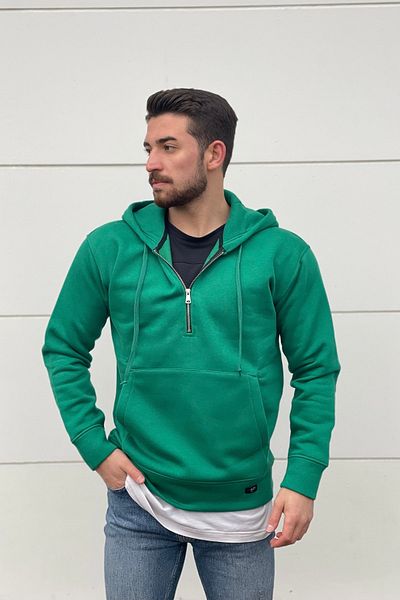 MBEY1989 Hanorac cu glugă din bumbac cu fermoar argintiu, unisex