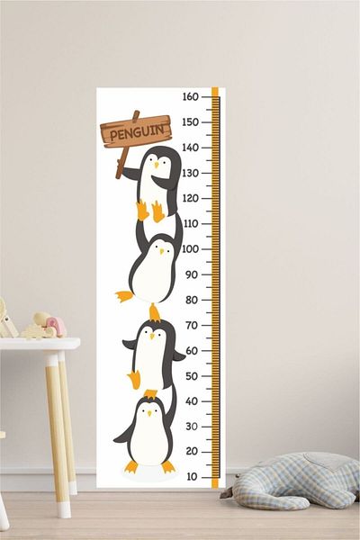 Piksel Grafik Autocolant pentru camera copiilor pentru măsurarea înălțimii pinguinului