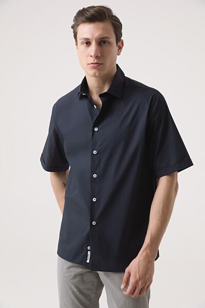 Tween Oversize Lacivert Düz Gömlek