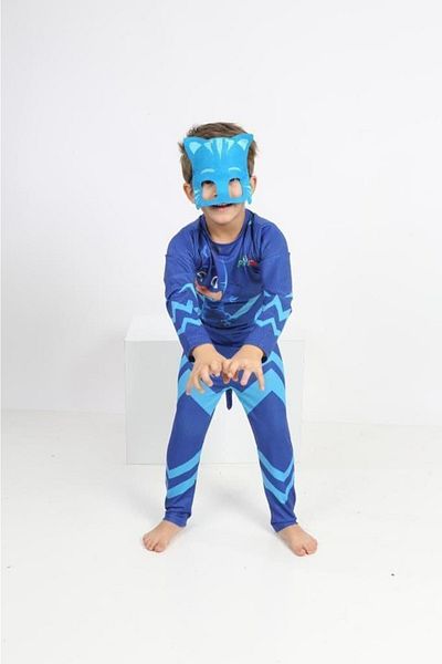 Tekstilland Costum Masca PJ Costum Pisica Pijamaskeliler pentru copii - Salopeta baiat pisica + Set masca