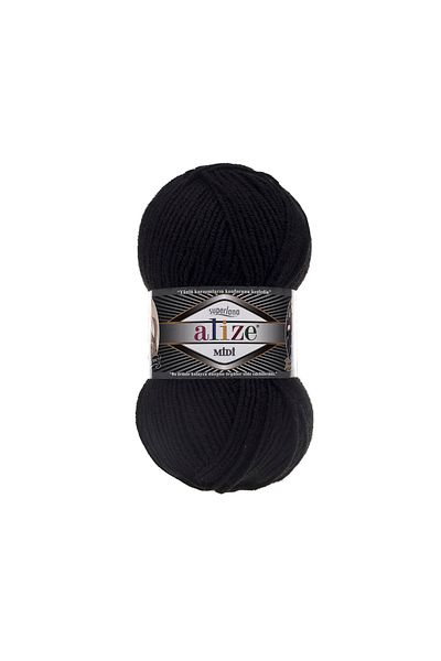 Alize Superlana Midi Black 25% Wool - 75% Acrylic - 100Gr 170m