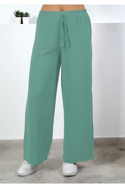 Aşkı Endam Belinay Wide Leg Cotton Ayrobin Trousers - Water Green