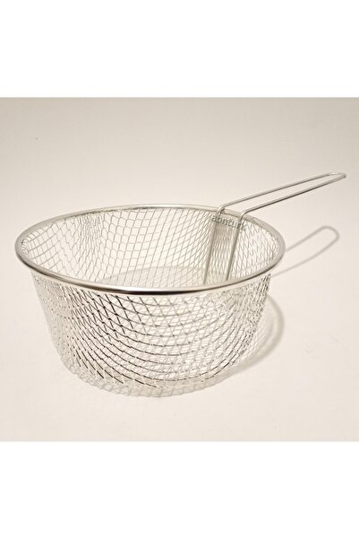 abnturk Kalaylı Paslanmaz Çelik 24cm Fritöz Sepeti Fonksiyonel Tek Saplı Kızartma Teli Pratik Cips Kevgiri