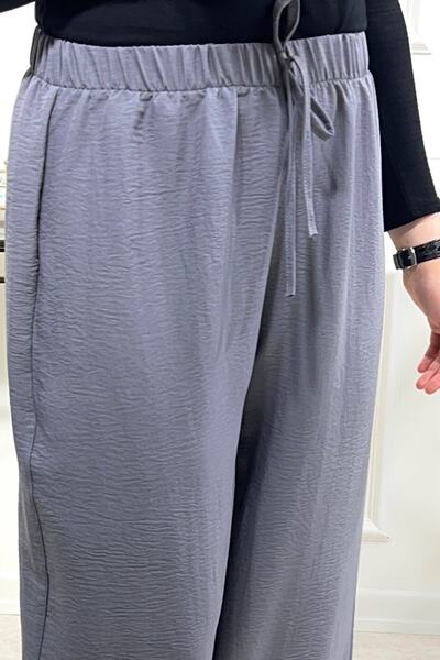 Aşkı Endam Belinay Loose Leg Βαμβακερό παντελόνι Ayrobin - Γκρι