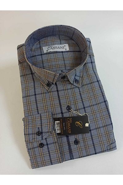 FABİO CASSANİ Classic Cut Oversize Wide Cut Seasonal Long Sleeve Single Pocket Men's Shirt
