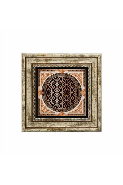 Sadrazam Pictură cu piatră naturală imprimată Floarea Vieții 25cmx25cm Kd-044