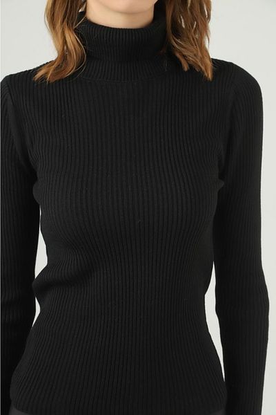 FATELLA Women's Thin Ribbed Long Sleeve Full Turtle Fine Knitwear Body Sweater