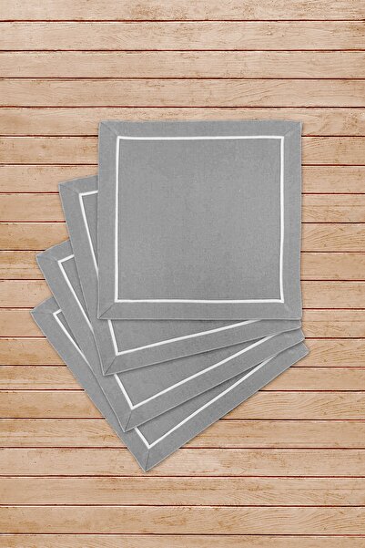 ÖDEL HOME Buldan Kumaşı Biyeli Sunum / Yemek Peçetesi - 4'lü Set