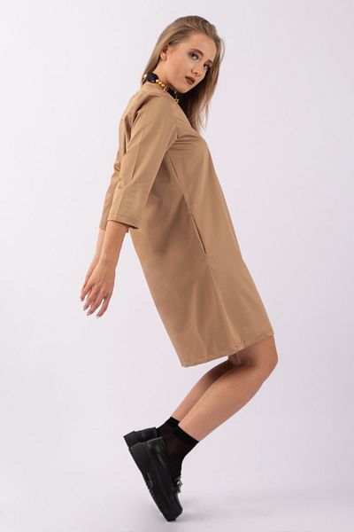 Bold & Young Γυναικείο φόρεμα με μανίκια 3/4 Lycra από βαμβακερό σατέν ύφασμα