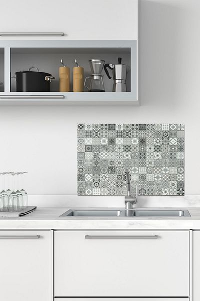 Decorita Gray Charcoal Drawing Glass Faucet Back Protector 40cmx60cm