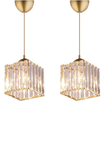 EvLight Set of 2 Pendant Lamp Crystal Glass Chandelier