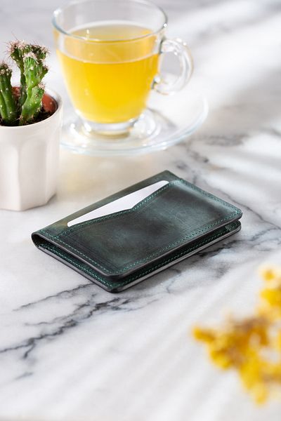 Conceria Pelle -plain Genuine Leather Card Holder & Wallet