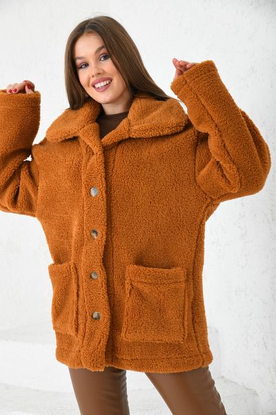 VOLT CLOTHİNG Kadın Düğmeli Peluş Mont