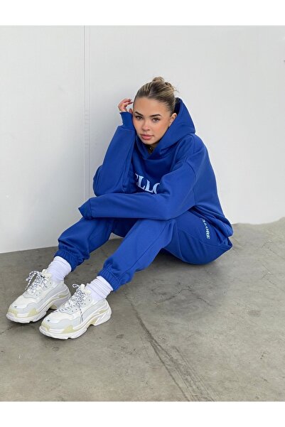 AFROGİYİM Set de trening oversize din fleece cu imprimeu Ellore pentru damă