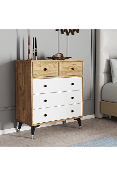 Moxen Mobilya S14 Çam- Beyaz Şifonyer