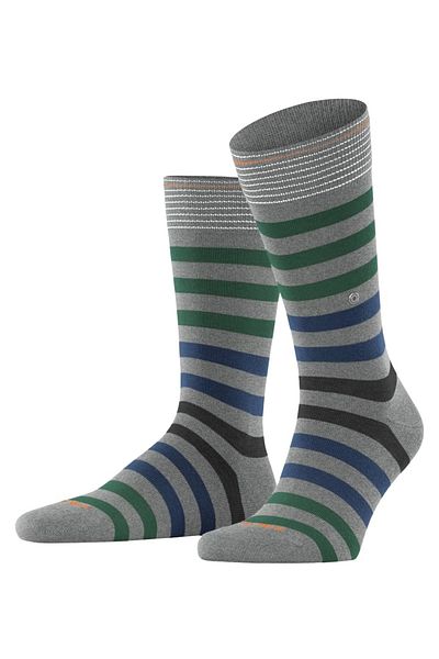Burlington Herrensocken - Blackpool, Baumwolle, Streifen, Logo, One Size