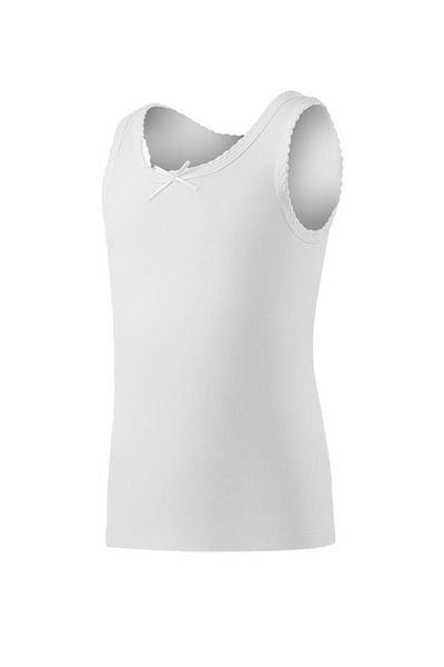 YILDIZ Tricou cu bretele late cu nervuri pentru fete, 6 piese, alb 2055