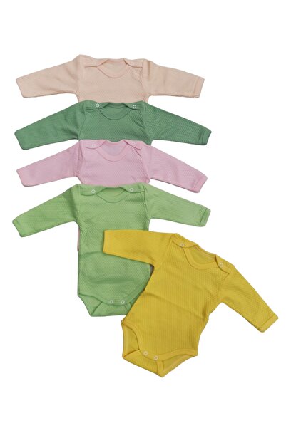 bebedino Long Sleeve Snap-on Badi Crew Neck Body Breathable Fabric Solid Colo...