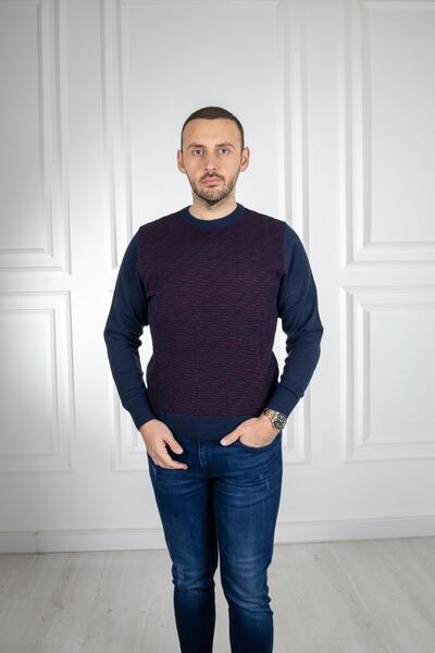 Sarar Інтерв'ю Світло-синій светр з бордовим візерунком