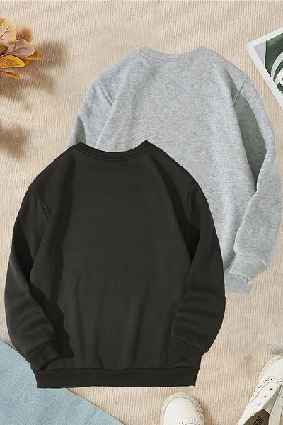 LePold 2 Pieces Gray And Black Girls/Boys Sweatshirts
