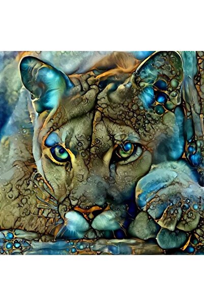 Marcel Kristal Tablo Mavi Puma Marcel Sanat Elmas Mozaik Tablo 66x66cm