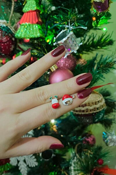 ELMATOLYE Kadın Yılbaşı Yeni Yıl Özel Seri Ren Geyiği Ve Noel Baba Figürlü Küpe