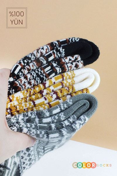 Color Socks 5 чифта оригинални хавлиени зимни вълнени чорапи (100% ВЪЛНА)