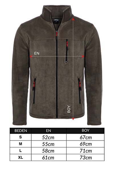 VEGA PORT Ανδρικό φλις χακί με 3 τσέπες με φερμουάρ