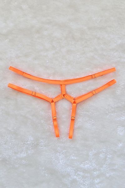 Secret Passion Lingerie Tanga elastică pentru femei, cu șnur portocaliu neon