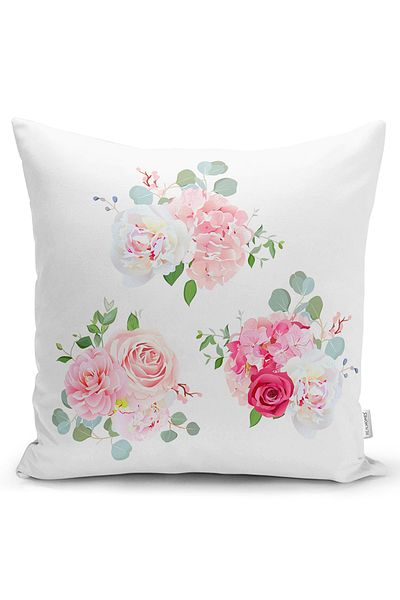 Realhomes Double Sided Triple Cross Stitch Flower Patterned Digital Printed Raschel Knitted Pillow Throw Pillow Cover