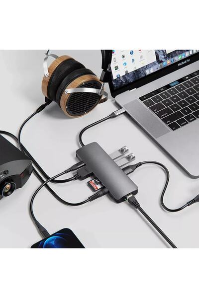 Daytona Hb-10 9in1 Macbook Uyumlu Type-c To Gigabit Ethernet-4k Hdmı Çevirici Dönüştürücü Adaptör