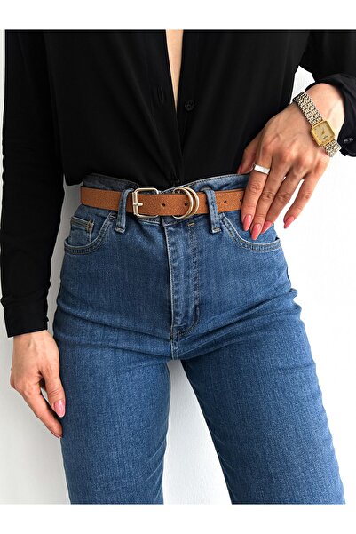 coaksco Centura din piele intoarsa bronzata