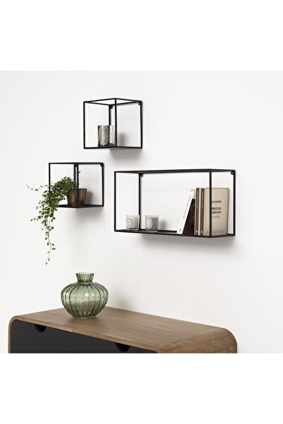 GO DEKOR Metal Iskandinav Dekoratif 3'lü Duvar Raf Modeli